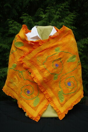 "Spring has Sprung" - large silk and wool wrap